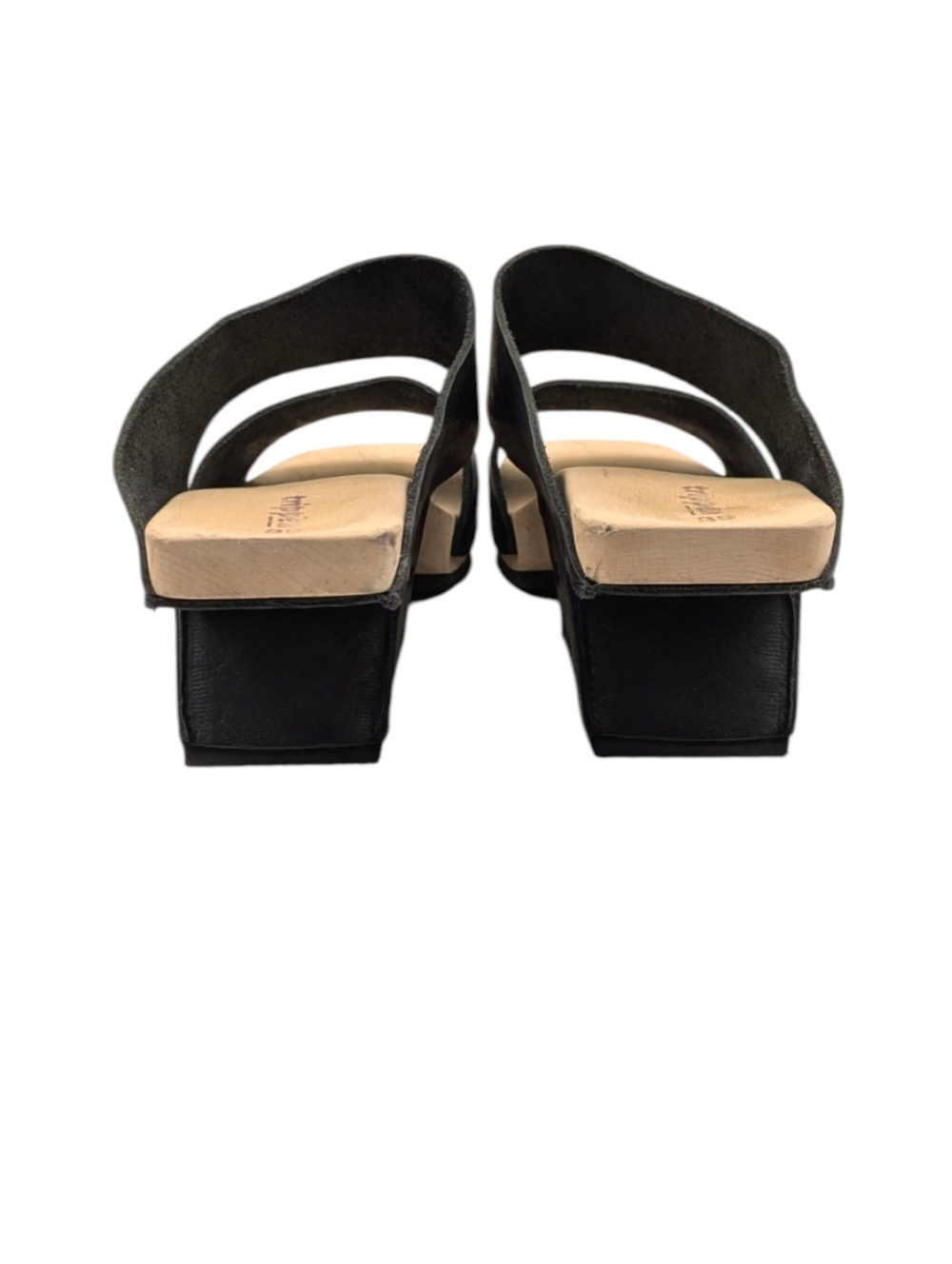 Trippen Bermuda Black Leather Wood Heel Slide Sandals Size 39 US 8 S4092 - Picture 11 of 11